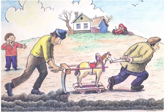 Russia cartoon, cultivated land