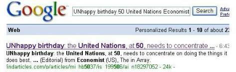 UNhappy birthday United Nations, Economist article
