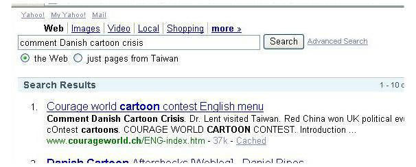 Ranking Yahoo No.1 : this site's comment on Danish Cartoon Crisis