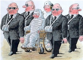 Ukraine cartoon, security guide for president
