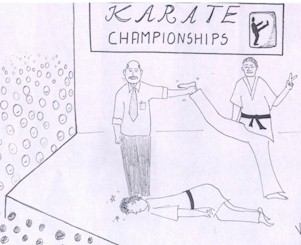 India cartoon, karate