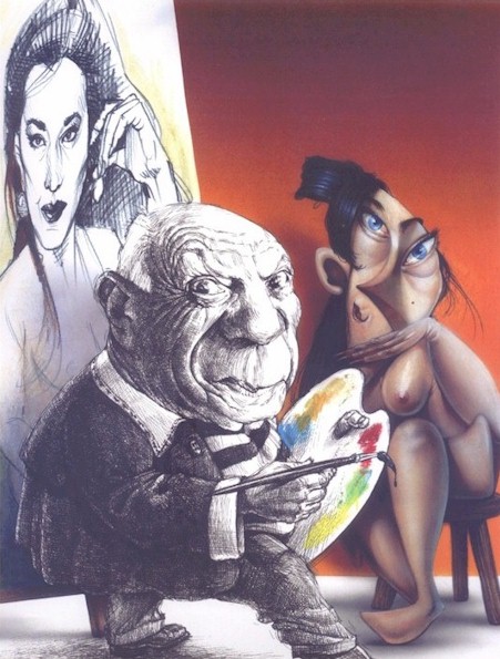 Picasso, caricature, Italia cartoon